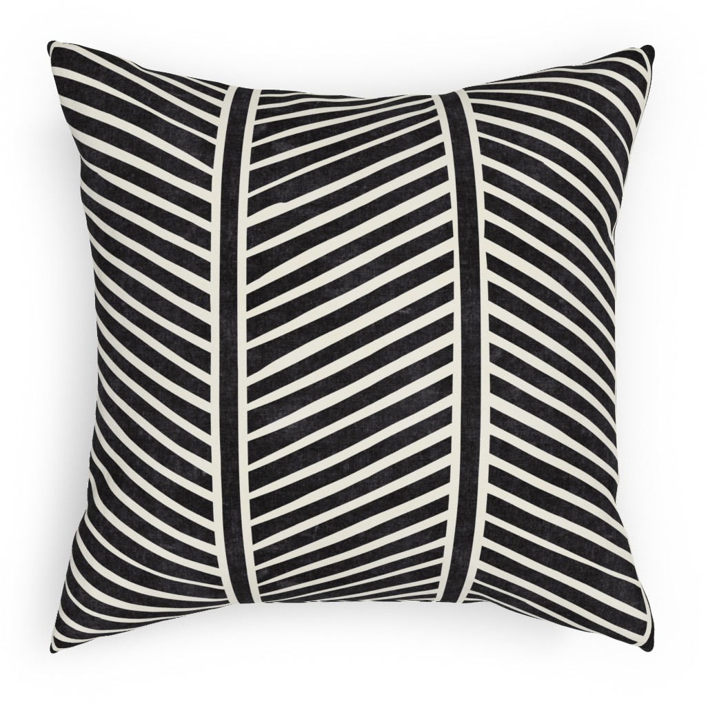 Organic Chevron Outdoor Pillow, 18x18, Double Sided, Black