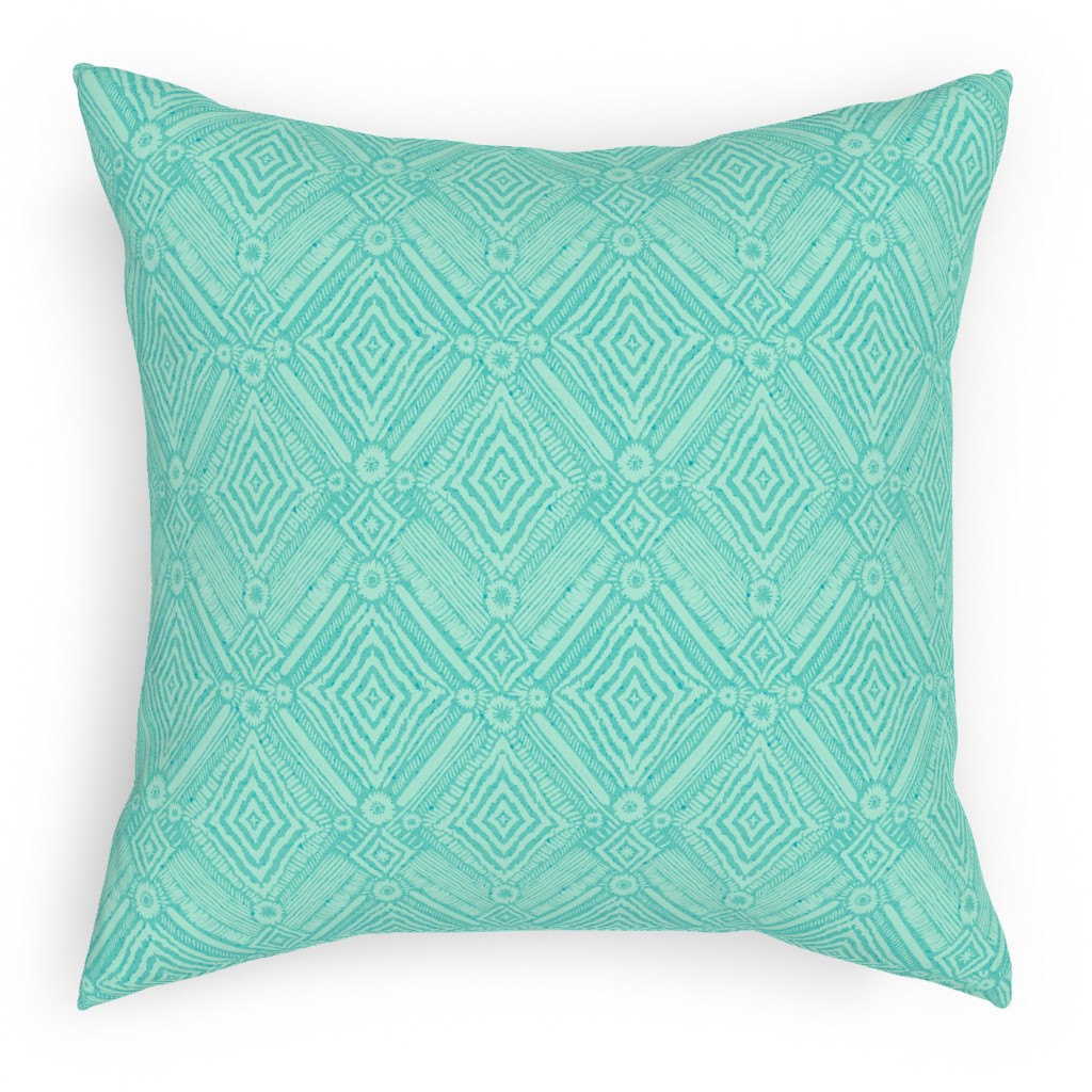 Textural Diamonds - Blue Outdoor Pillow, 18x18, Double Sided, Blue