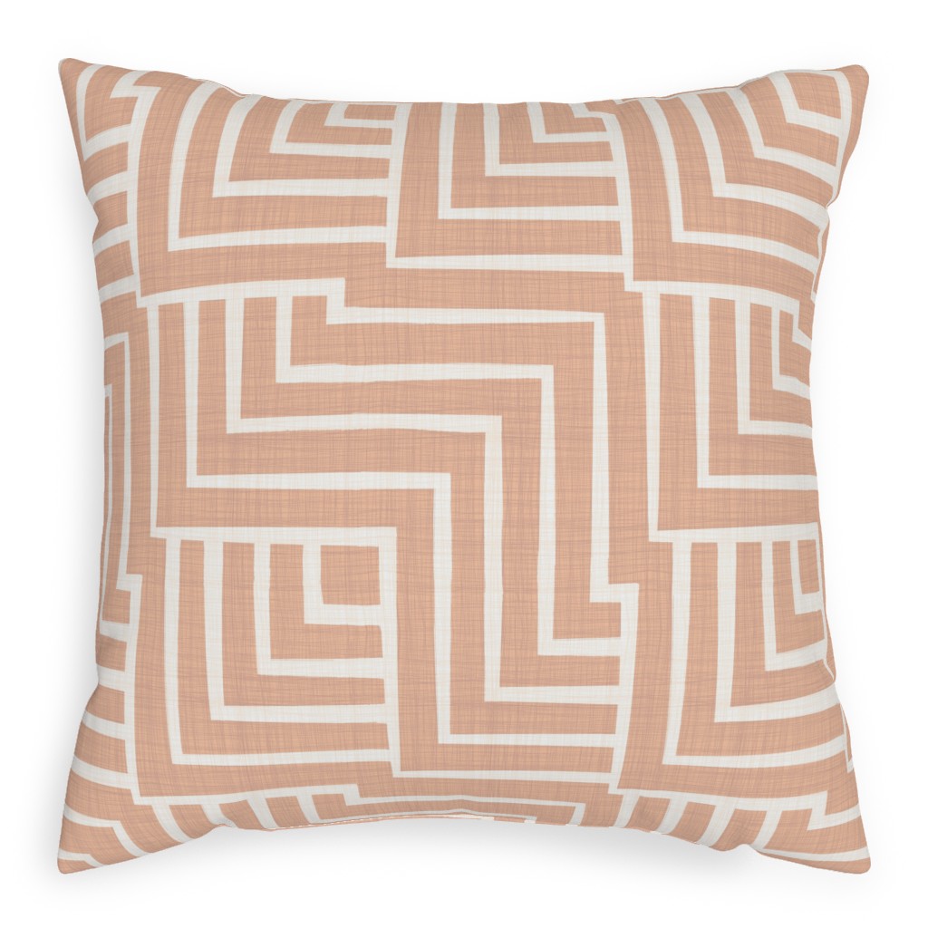 Square Angles - Pink Outdoor Pillow, 20x20, Single Sided, Pink