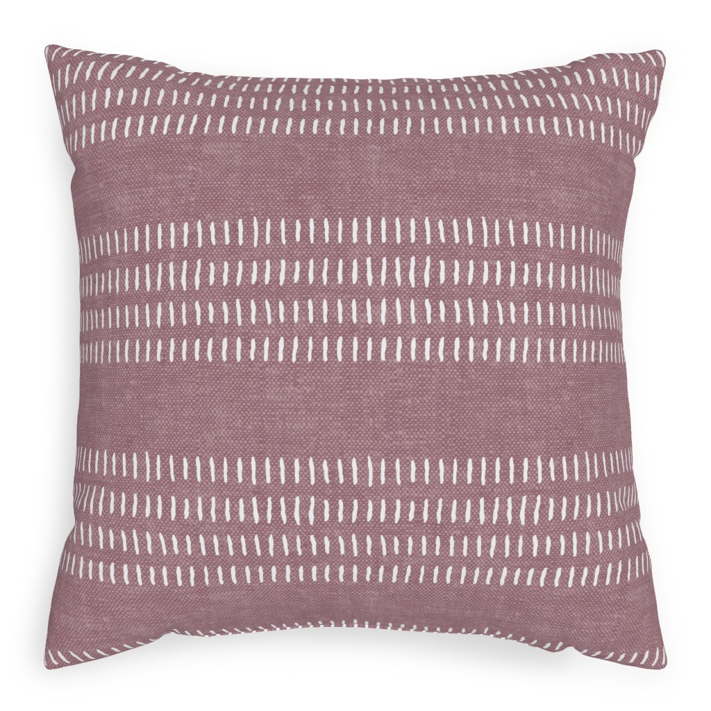 Farmhouse Stitch Stripes on Mauve Outdoor Pillow, 20x20, Single Sided, Purple