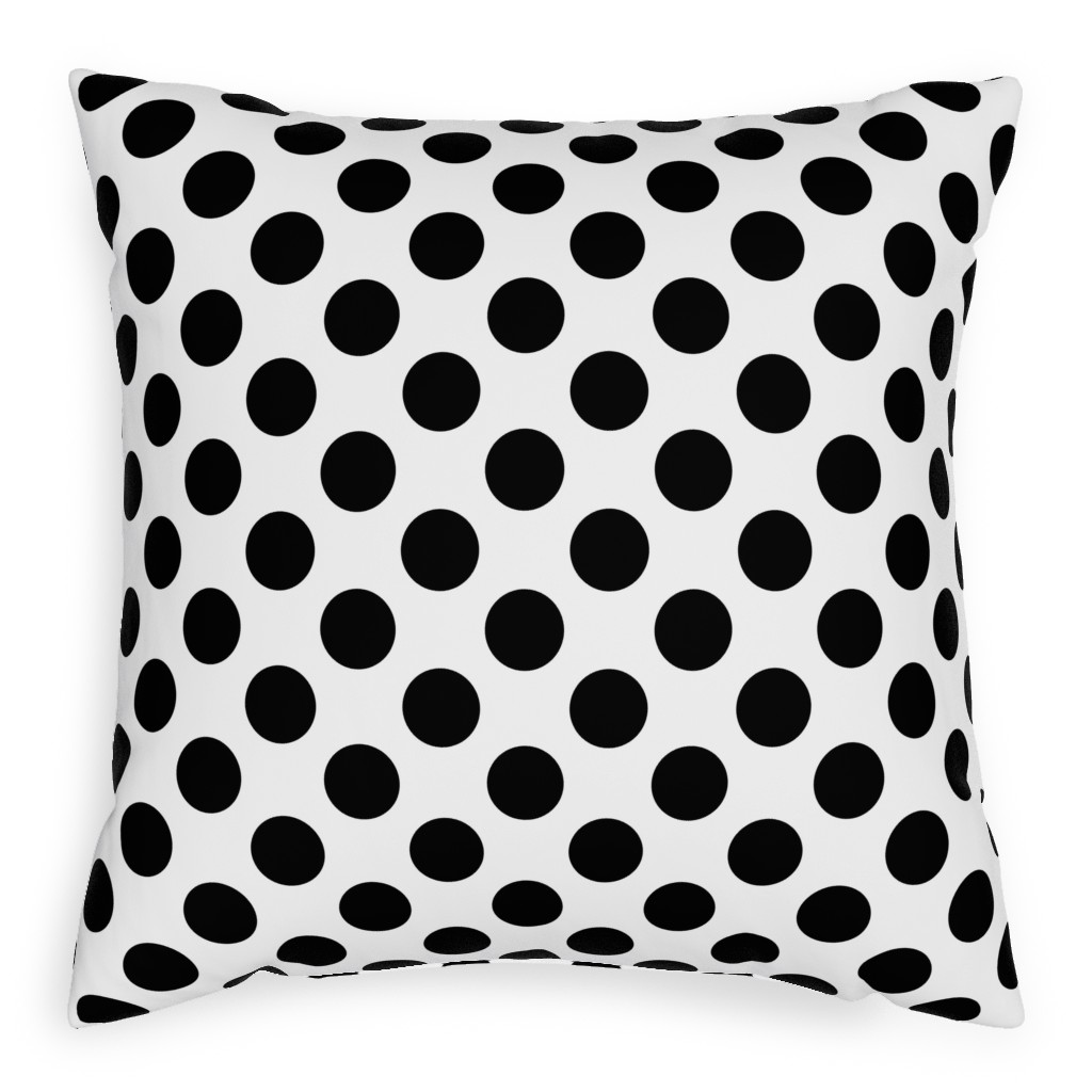 Polka Dot - Black and White Outdoor Pillow, 20x20, Single Sided, Black