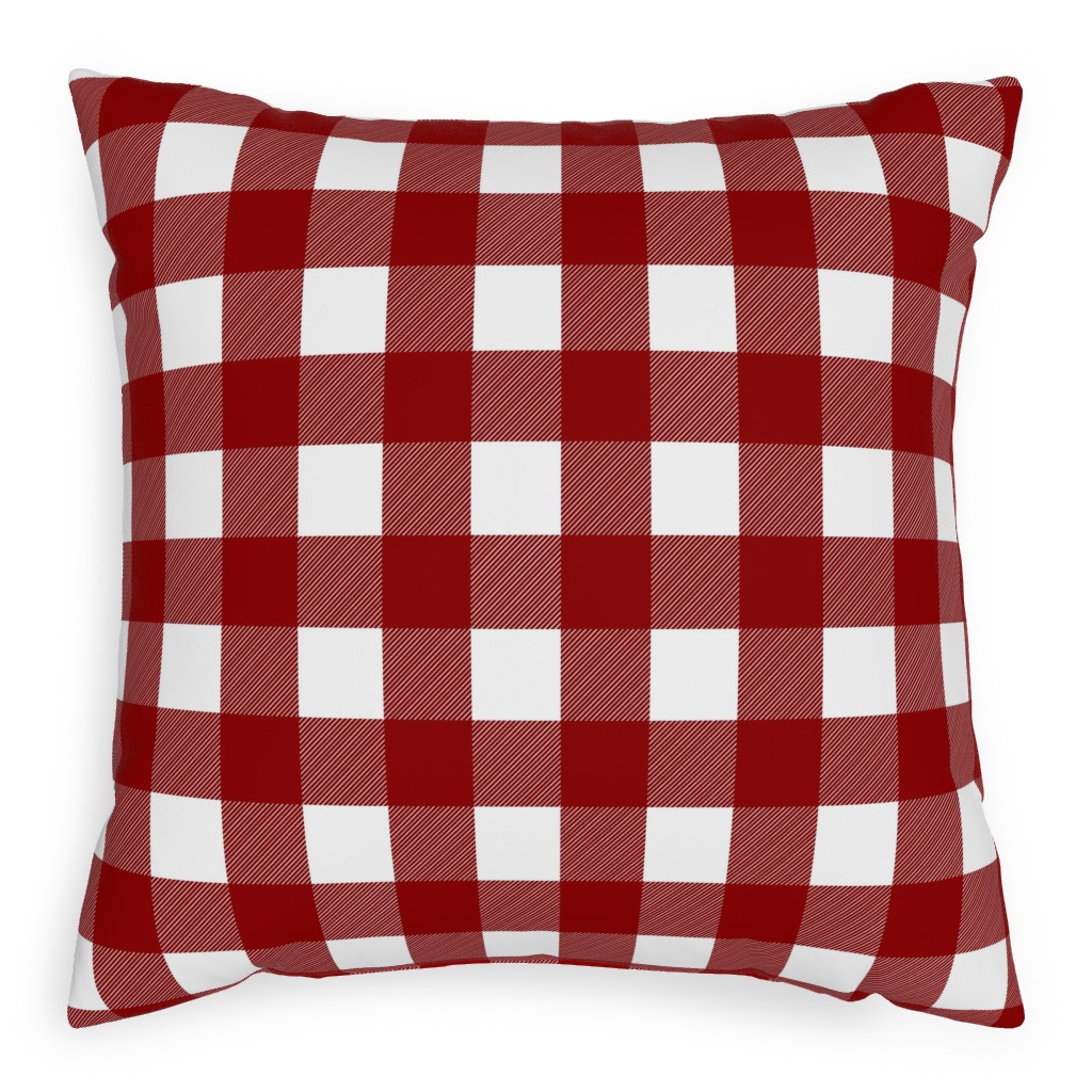 Buffalo Plaid - Red Outdoor Pillow, 20x20, Single Sided, Red