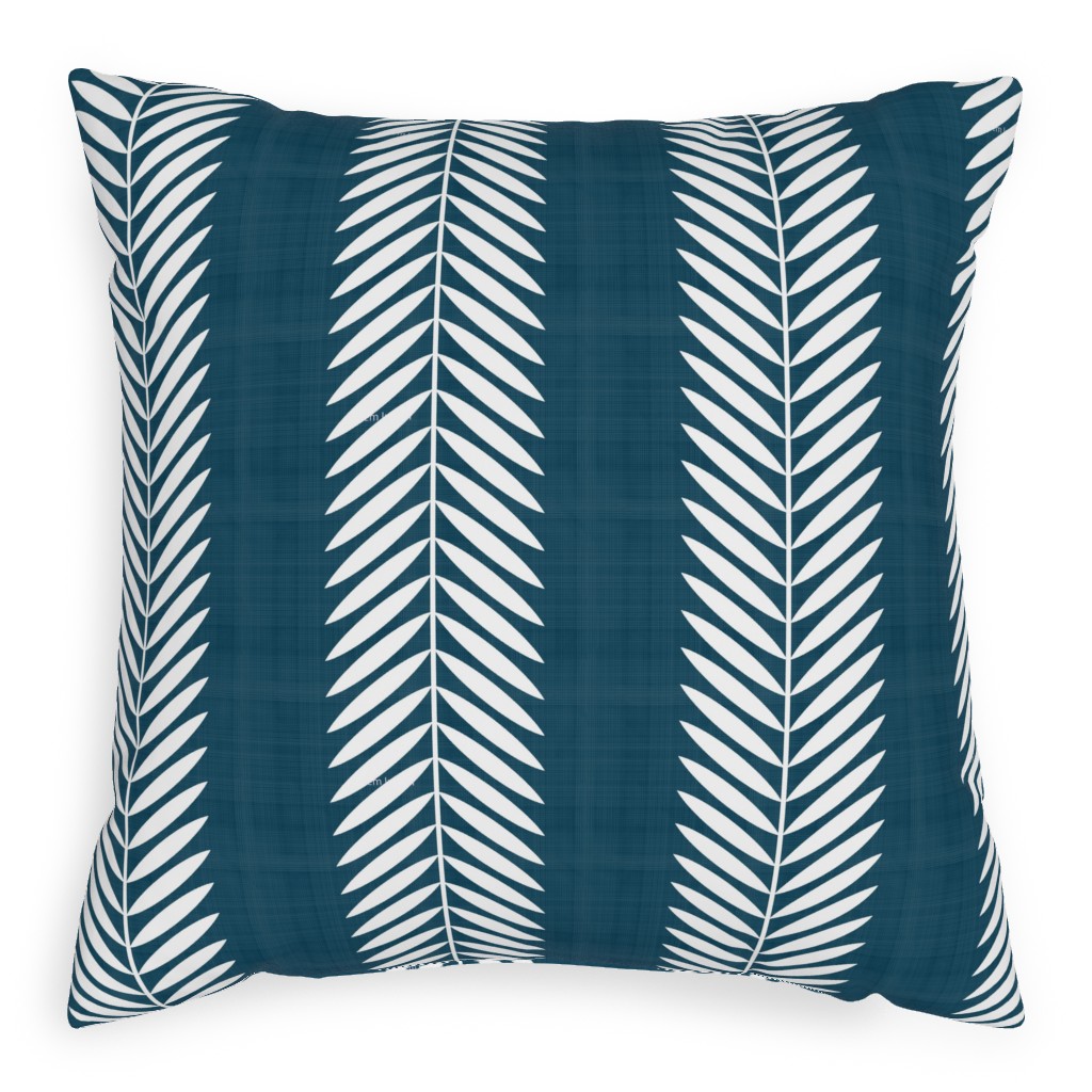 Laurel Leaf Stripe Outdoor Pillow, 20x20, Single Sided, Blue