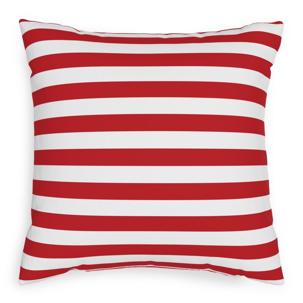 Red Stripes Outdoor Pillow, 20x20, Single Sided, Red