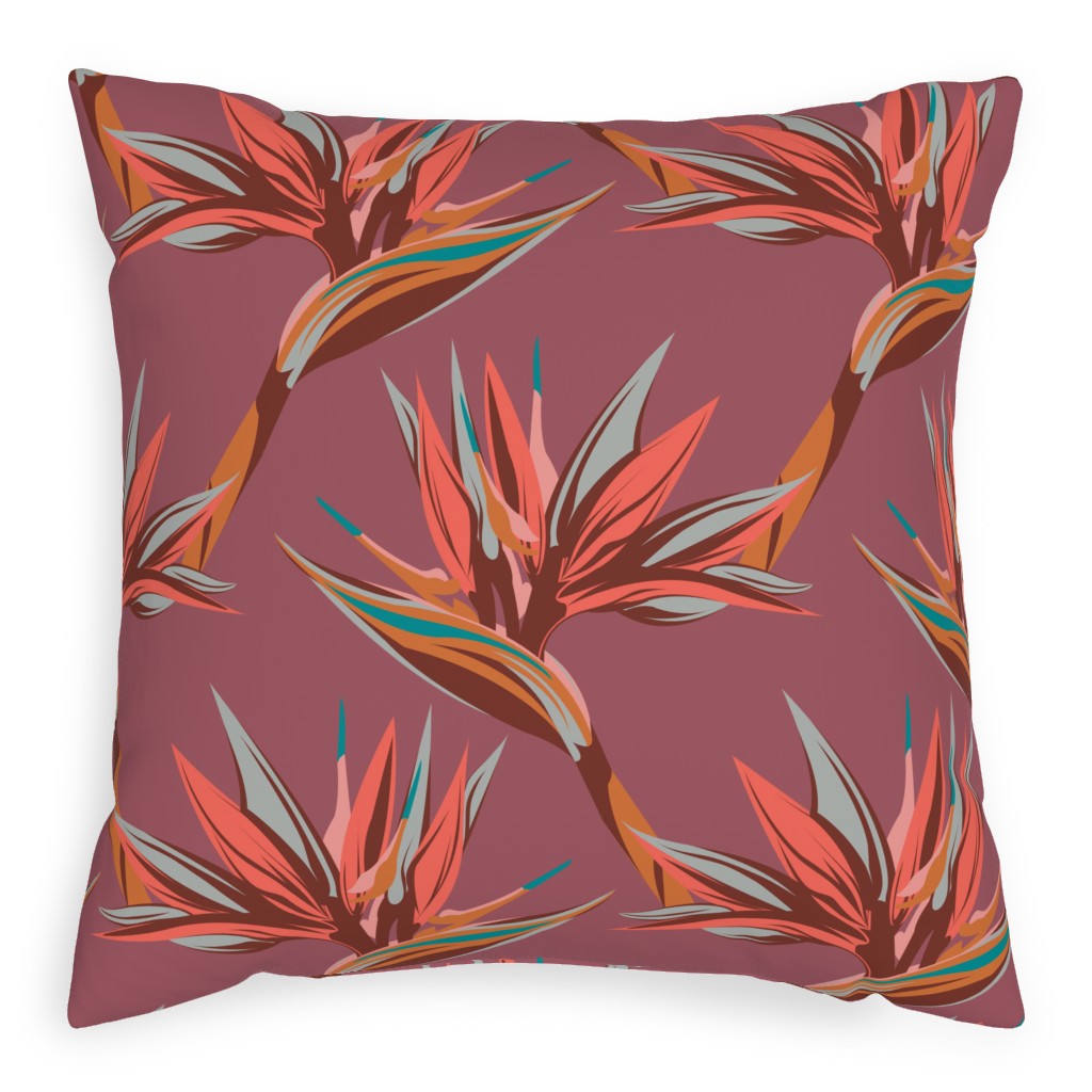 Birds of Paradise - Mauvewood Outdoor Pillow, 20x20, Single Sided, Pink