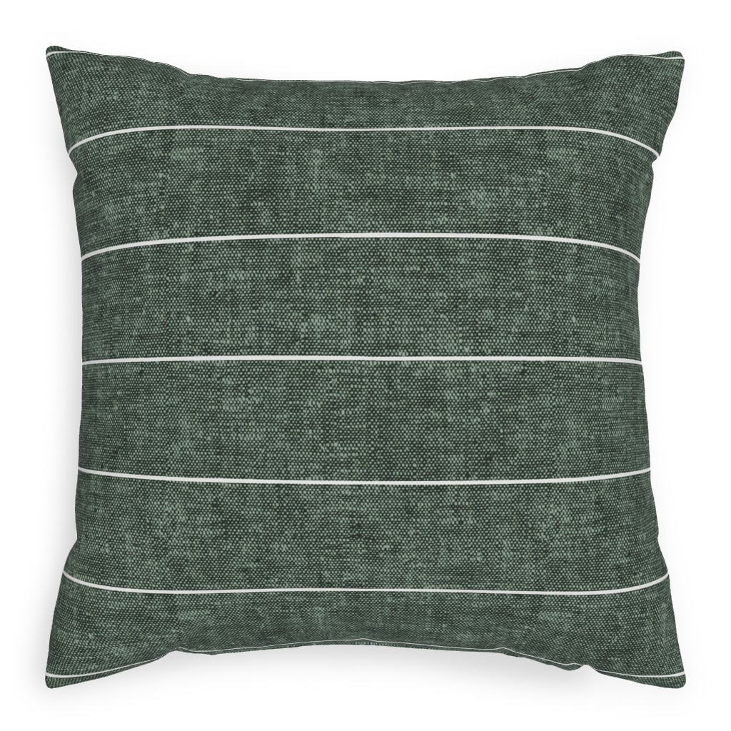 Farmhouse Stripes - Restoration Green Outdoor Pillow, 20x20, Double Sided, Green