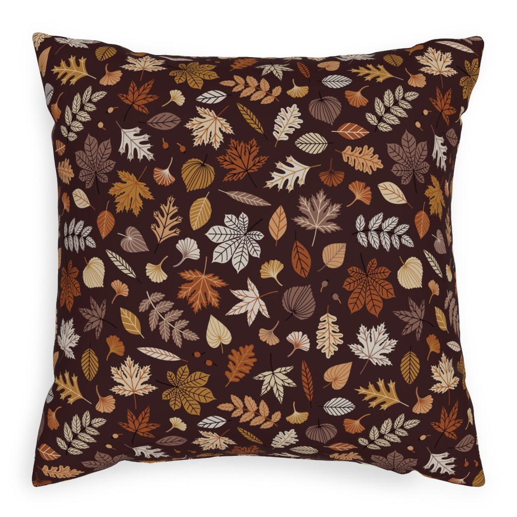 Fall Time Leaves - Brown Outdoor Pillow, 20x20, Double Sided, Brown