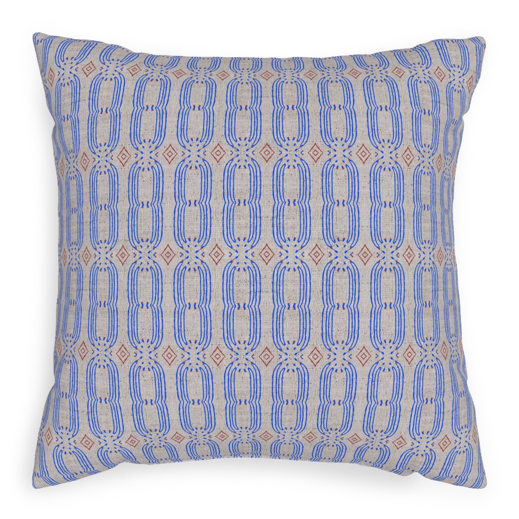 French Linen Loop - Blue Outdoor Pillow, 20x20, Double Sided, Blue