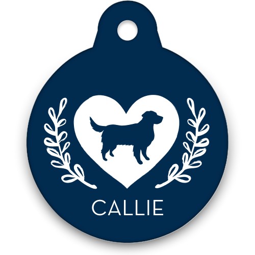 Best In Show Heart Silhouette Circle Pet Tag, Blue