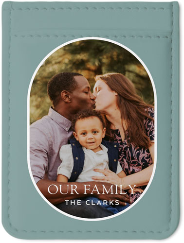 Oval Border Phone Card Holder, Blue, cedar