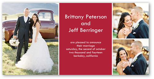 Divine Wedding Announcement, Red, Standard Smooth Cardstock, Square