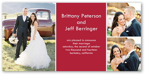 Divine Wedding Announcement, Red, Signature Smooth Cardstock, Square