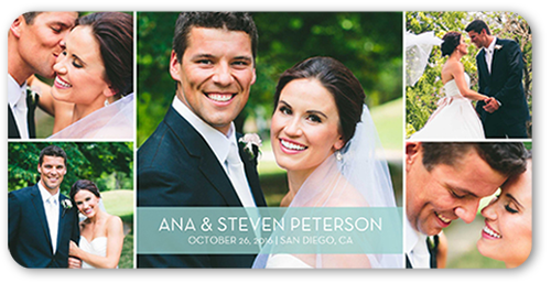 Gallery Of Matrimony Wedding Announcement, Blue, Pearl Shimmer Cardstock, Rounded