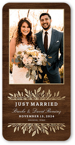 Umbrage Frame Wedding Announcement, Brown, 4x8, Signature Smooth Cardstock, Rounded