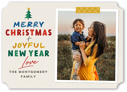 Joyfully Jolly Christmas Card, Beige, 5x7, Christmas, Signature Smooth Cardstock, Ticket