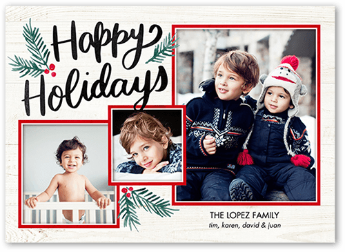Brightly Framed Holiday Card, White, 5x7 Flat, Holiday, 100% Recycled Cardstock , Square