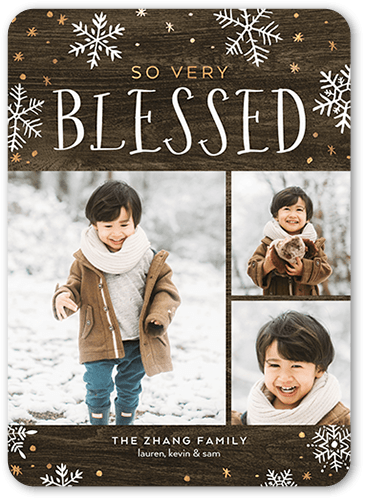 Rustic Winter Holiday Card, Brown, 5x7, Religious, Standard Smooth Cardstock, Rounded