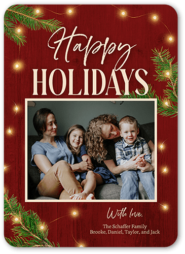 Loving Lights Holiday Card, Red, 5x7, Holiday, Standard Smooth Cardstock, Rounded