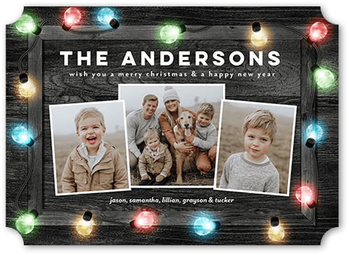 Little Lights Holiday Card, Grey, 5x7, Christmas, Signature Smooth Cardstock, Ticket