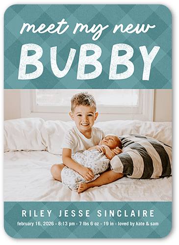 Meet My New Birth Announcement, Blue, 5x7 Flat, Standard Smooth Cardstock, Rounded, Atmospheric