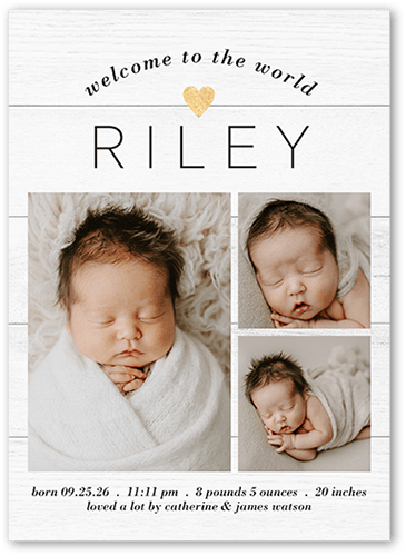 Worldly Welcome Birth Announcement, White, 5x7 Flat, Signature Smooth Cardstock, Square, White