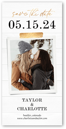 Rustic Washi Save The Date, White, 4x8 Flat, Standard Smooth Cardstock, Square