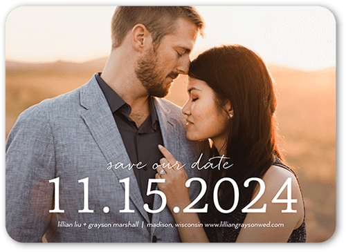 The Big Date Save The Date, White, 5x7, Standard Smooth Cardstock, Rounded