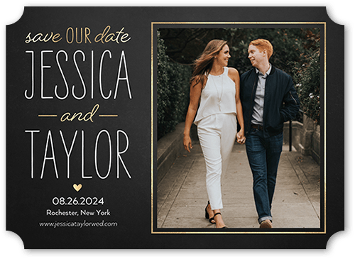 The Big Day Save The Date, Grey, 5x7 Flat, White, Signature Smooth Cardstock, Ticket