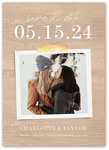 Rustic Washi Save The Date, Beige, 5x7 Flat, 100% Recycled Cardstock , Square
