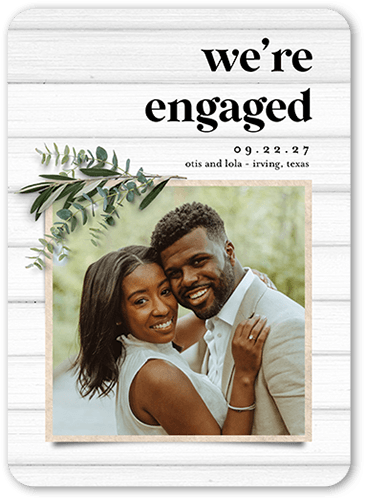 Now Engaged Save The Date, White, 5x7 Flat, Standard Smooth Cardstock, Rounded