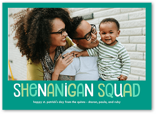Fun Squad St. Patrick's Day Card, Blue, 5x7 Flat, Signature Smooth Cardstock, Square, Teal