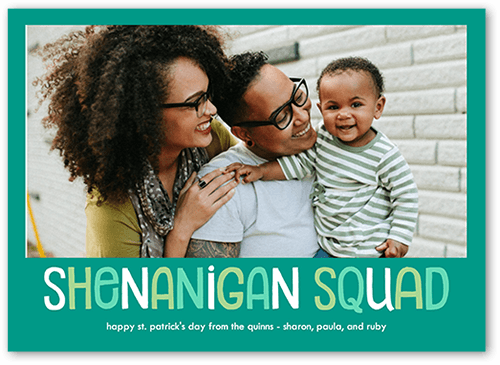 Fun Squad St. Patrick's Day Card, Blue, 5x7 Flat, Pearl Shimmer Cardstock, Square