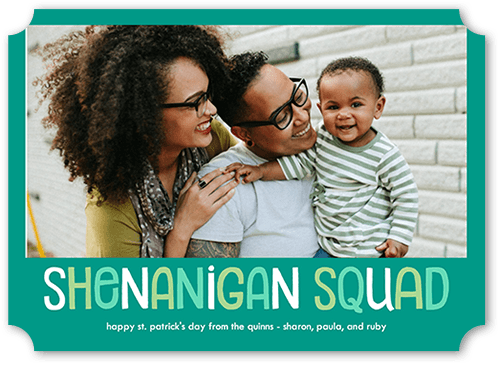 Fun Squad St. Patrick's Day Card, Blue, 5x7 Flat, Signature Smooth Cardstock, Ticket
