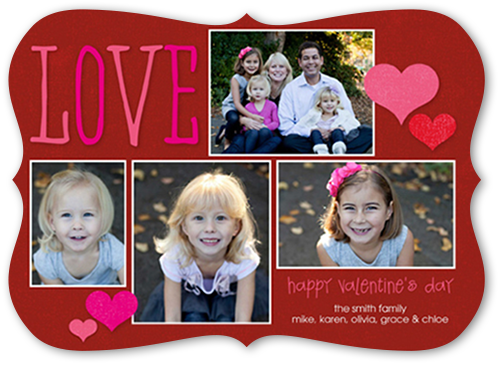 Giving Our Love Valentine's Card, Red, Pearl Shimmer Cardstock, Bracket