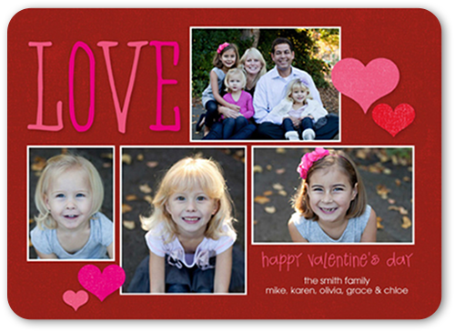 Giving Our Love Valentine's Card, Red, Pearl Shimmer Cardstock, Rounded