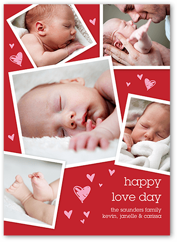 Cute Heart Collage Valentine's Card, Square Corners