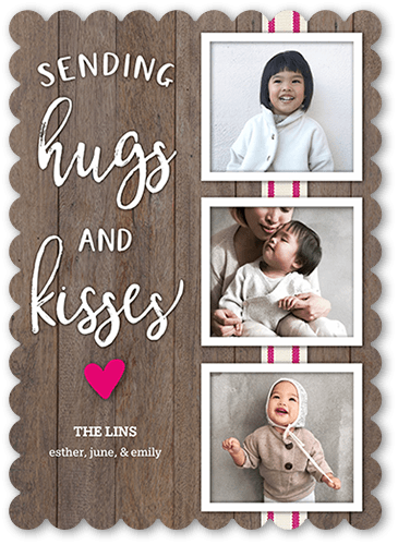 Sending Hugs and Kisses Valentine's Day Card, Beige, 5x7, Signature Smooth Cardstock, Scallop
