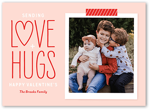 Love Hugs Valentine's Card, Orange, 5x7, Signature Smooth Cardstock, Square