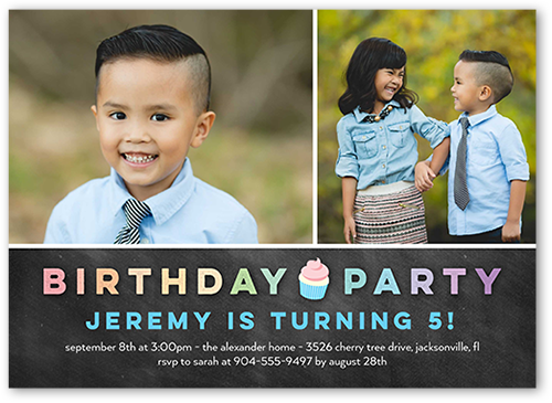 Cupcake Party Birthday Invitation, Grey, Signature Smooth Cardstock, Square