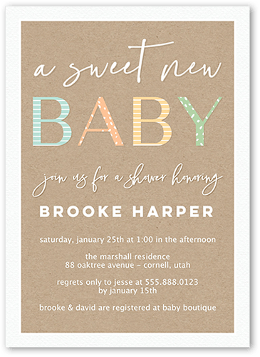 Classic Shower Boy Baby Shower Invitation, White, 5x7 Flat, Signature Smooth Cardstock, Square