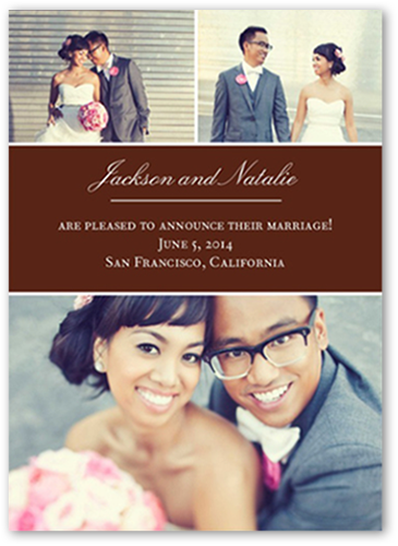 Big Blocks Wedding Announcement, Brown, Luxe Double-Thick Cardstock, Square