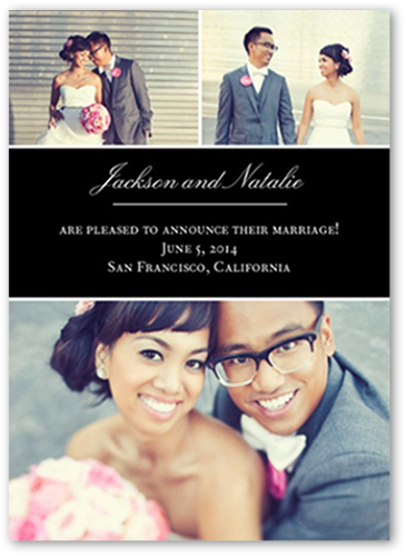 Big Blocks Wedding Announcement, Black, Signature Smooth Cardstock, Square