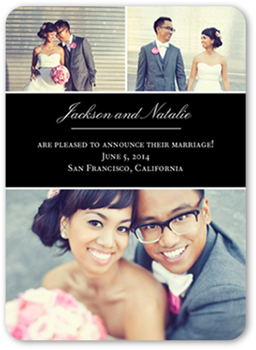 Big Blocks Wedding Announcement, Black, 100% Recycled Cardstock , Rounded