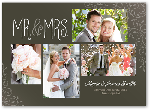 Just Flourishing Wedding Announcement, Brown, Signature Smooth Cardstock, Square