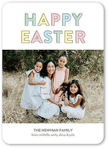 Simple Lettering Easter Card, White, 5x7 Flat, 100% Recycled Cardstock , Rounded, White