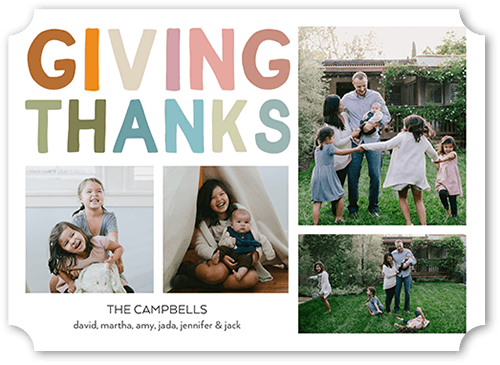 Giving of Thanks Fall Photo Card, White, 5x7 Flat, White, Pearl Shimmer Cardstock, Ticket