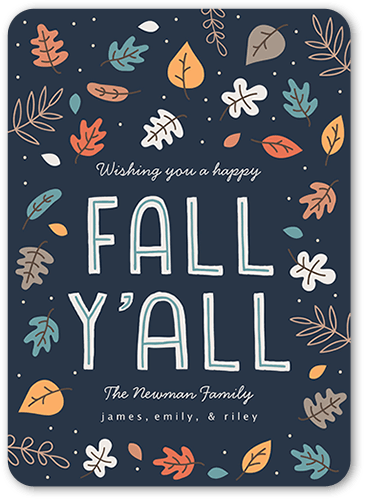 Happy Fall Yall Fall Photo Card, Blue, 5x7 Flat, Signature Smooth Cardstock, Rounded