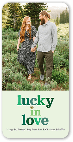 Lucky Love St. Patrick's Day Card, Green, 4x8 Flat, Standard Smooth Cardstock, Rounded, Wintergreen
