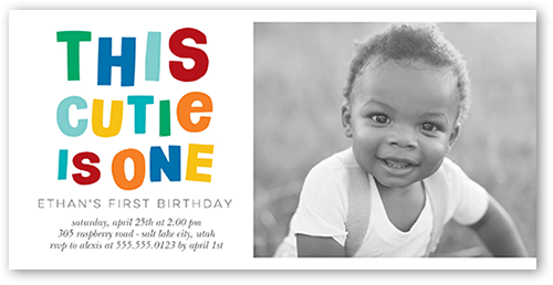 This Cutie Birthday Invitation, Red, 4x8 Flat, 100% Recycled Cardstock ?, Square