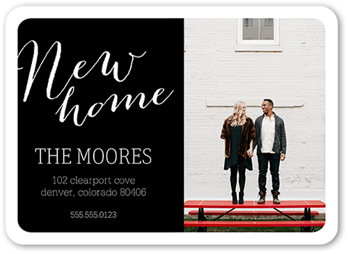 Blocked Home Moving Announcement, Black, 5x7 Flat, 100% Recycled Cardstock , Rounded, Black